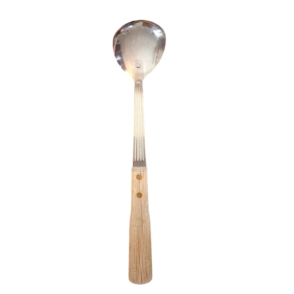 Imperial Veri-Sharp Stainless Steel Serving Spoon Wood Handle USA Vintage